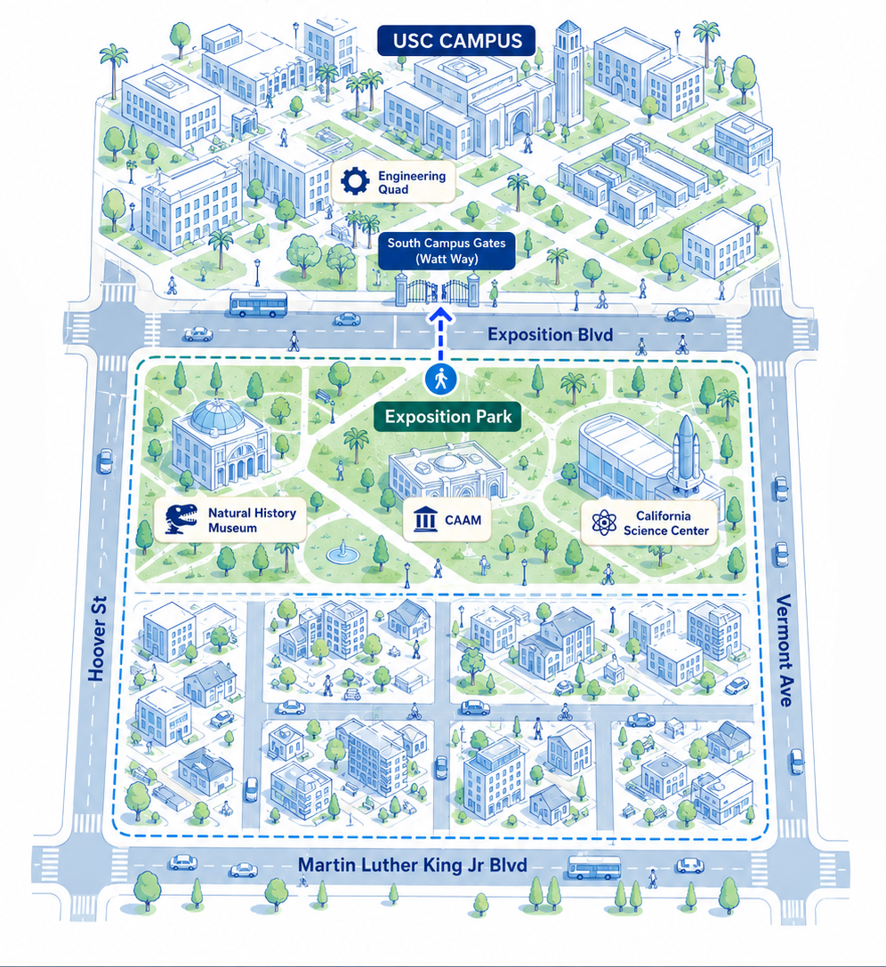 Map of Exposition Park near USC south campus